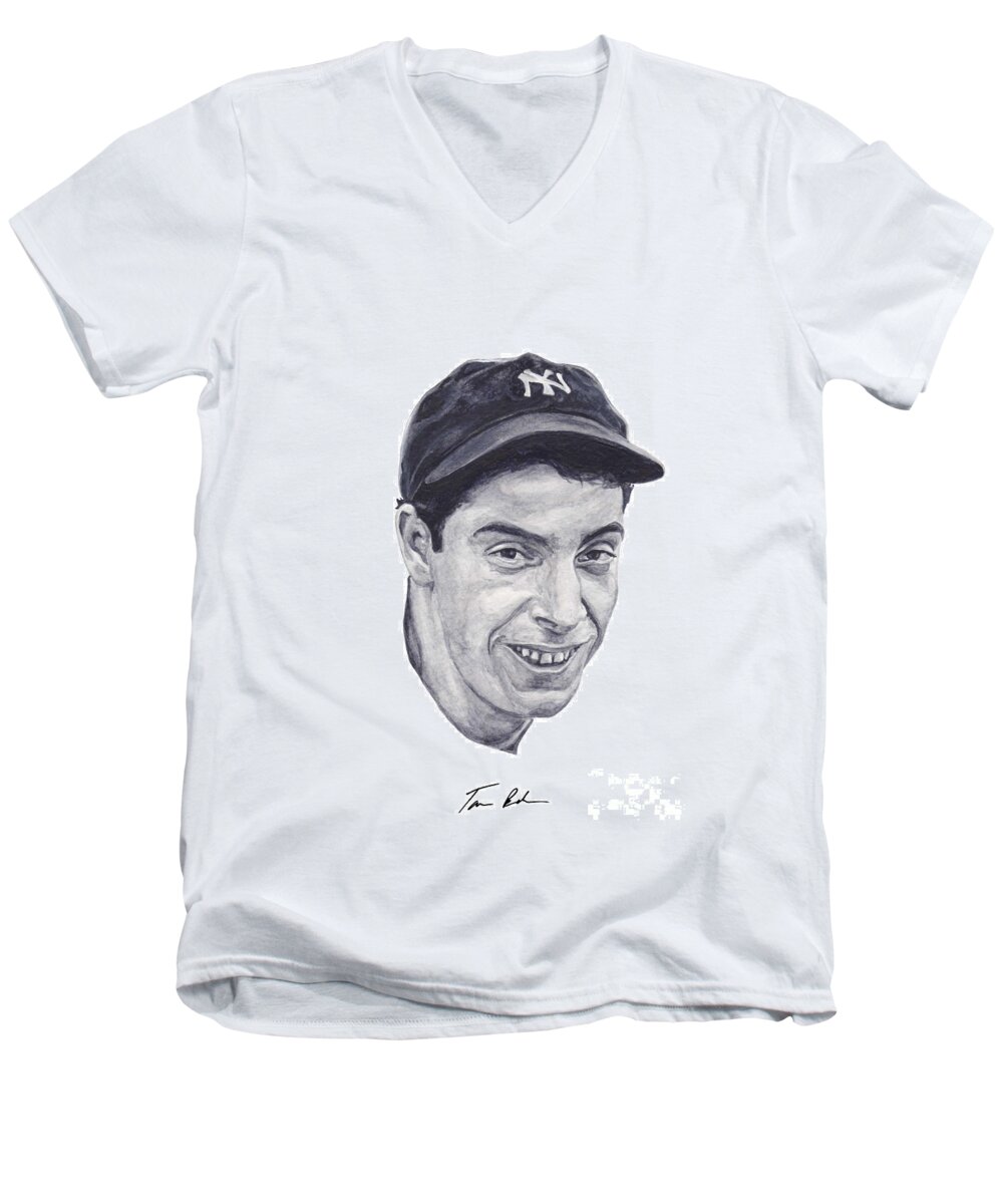 Joe Dimaggio Men's V-Neck T-Shirt featuring the painting Dimaggio by Tamir Barkan