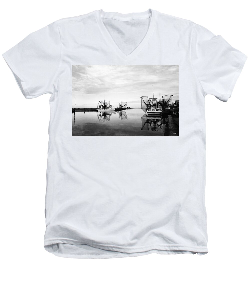 Shrimp Boat Men's V-Neck T-Shirt featuring the photograph Dockside by Scott Pellegrin