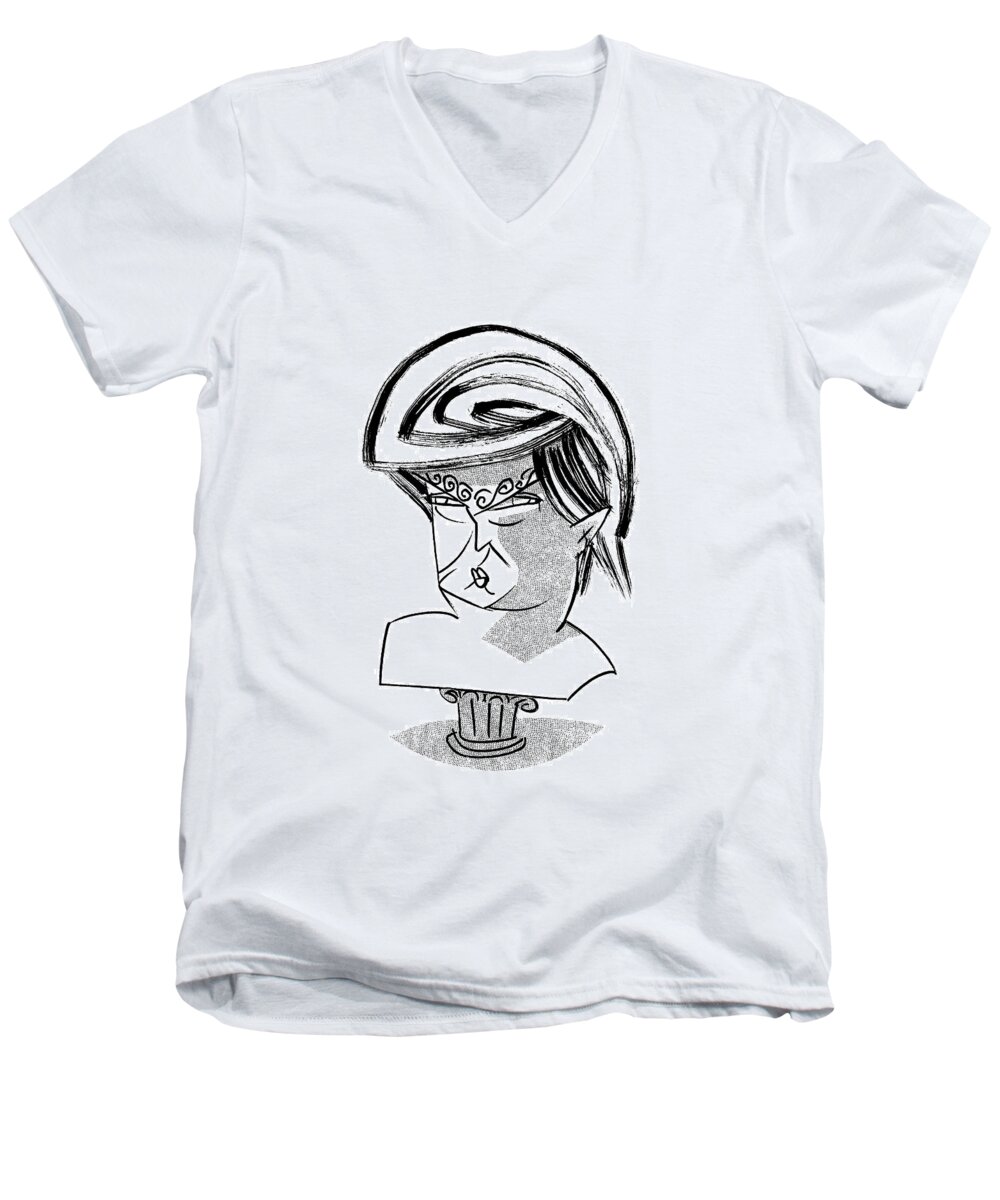 Donald Trump Bust By Bachtell Men's V-Neck T-Shirt featuring the drawing Donald Trump Bust by Tom Bachtell