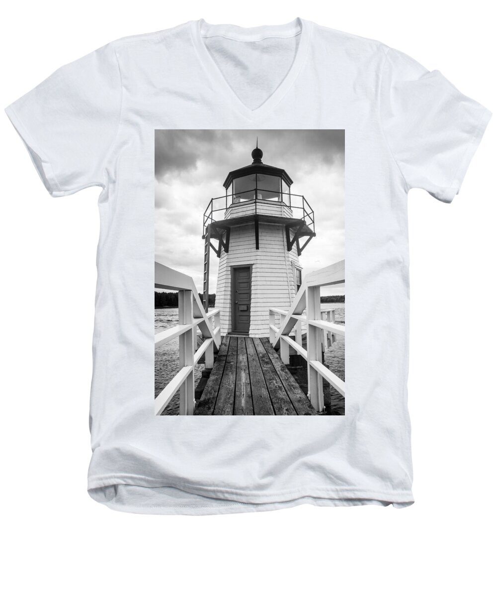 Arrowsic Men's V-Neck T-Shirt featuring the photograph Doubling Point Light by Kyle Lee