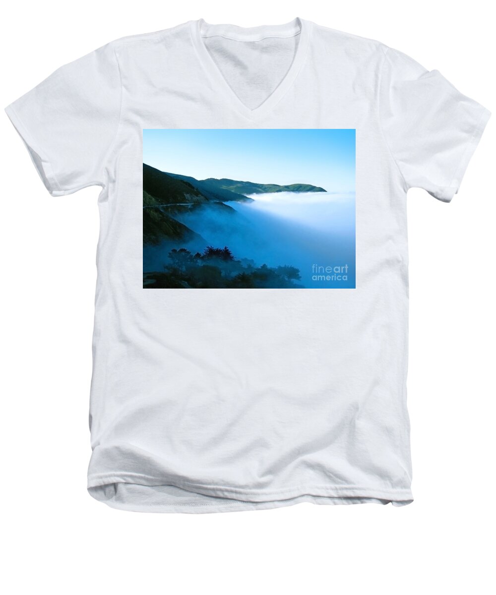 Coast Men's V-Neck T-Shirt featuring the photograph Early Morning Coastline by Ellen Cotton