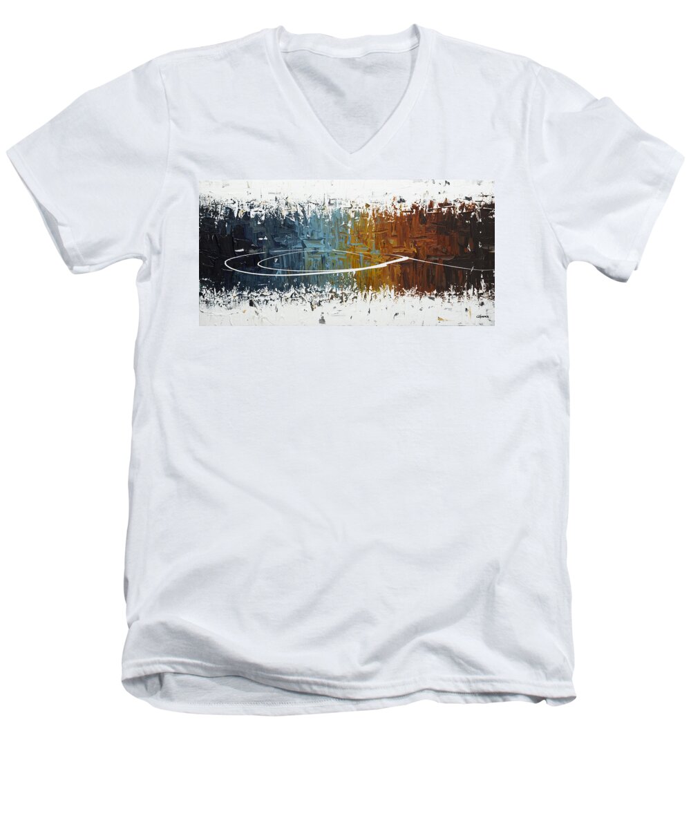 Abstract Art Men's V-Neck T-Shirt featuring the painting Eye of the Beholder by Carmen Guedez