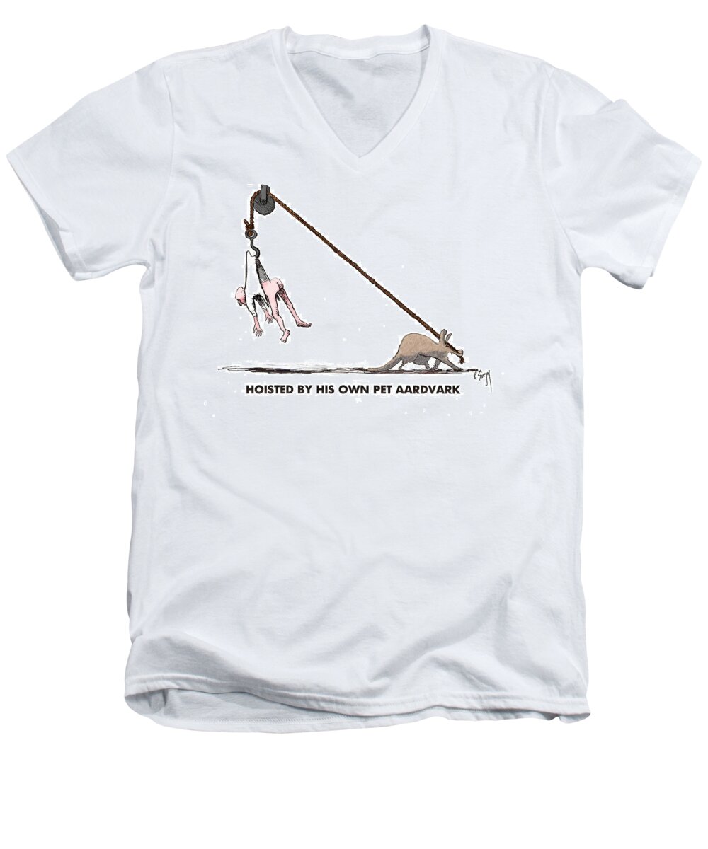Aardvark Men's V-Neck T-Shirt featuring the digital art Feral Coot and his Aardvark by R Allen Swezey