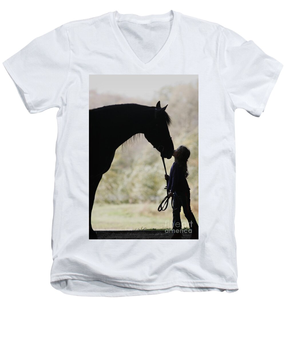 Horse Men's V-Neck T-Shirt featuring the photograph First Kiss by Carol Lynn Coronios
