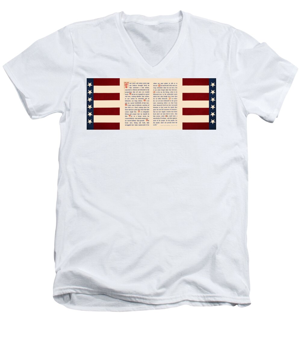 Gettysburg Address Men's V-Neck T-Shirt featuring the digital art Gettysburg Address by Gary Grayson