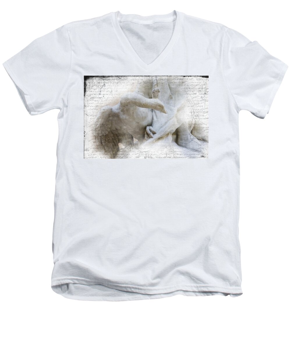 Black Men's V-Neck T-Shirt featuring the photograph Goose with Master by Evie Carrier