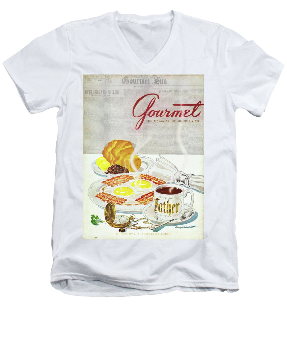 Food Men's V-Neck T-Shirt featuring the photograph Gourmet Cover Of Breakfast by Henry Stahlhut