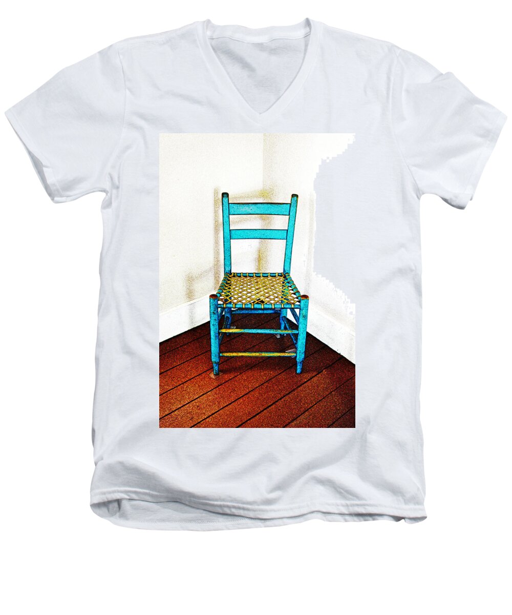 Chair Men's V-Neck T-Shirt featuring the photograph Granular Blue by Holly Blunkall