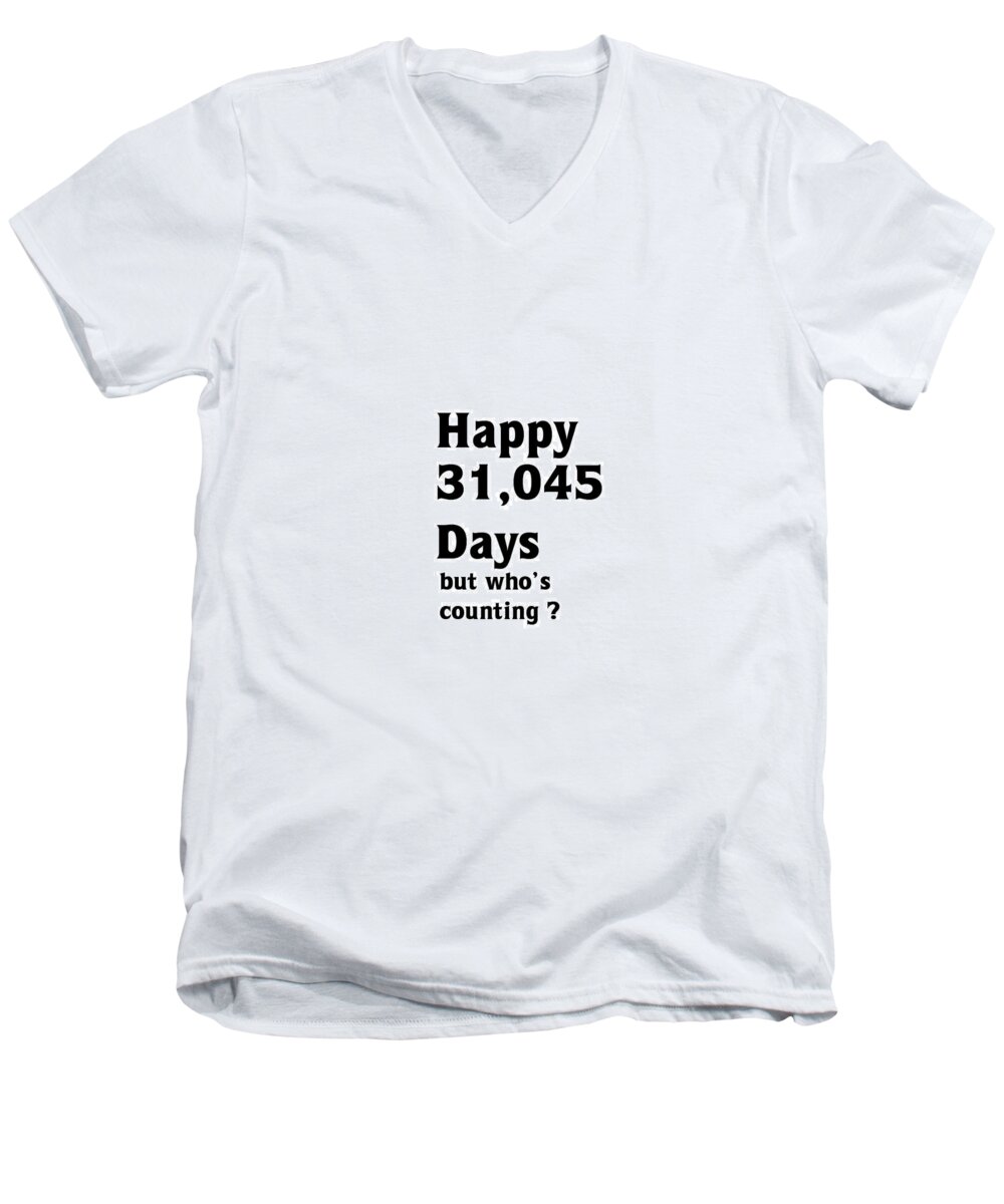 Birthday Men's V-Neck T-Shirt featuring the digital art Happy 85th Birthday by Florene Welebny