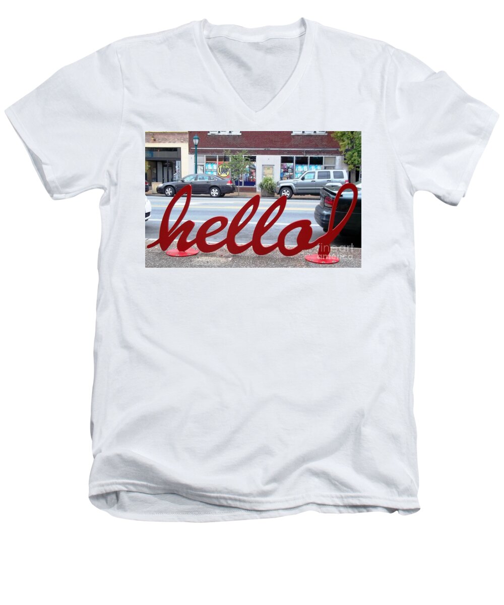  Men's V-Neck T-Shirt featuring the photograph Hello by Kelly Awad