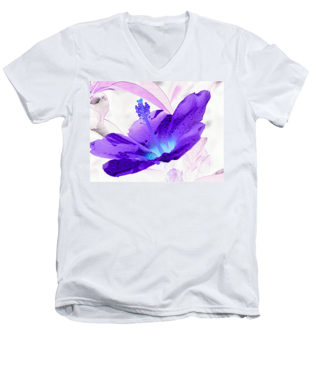 Hibiscus Men's V-Neck T-Shirt featuring the photograph Hibiscus - After The Rain - PhotoPower 754 by Pamela Critchlow
