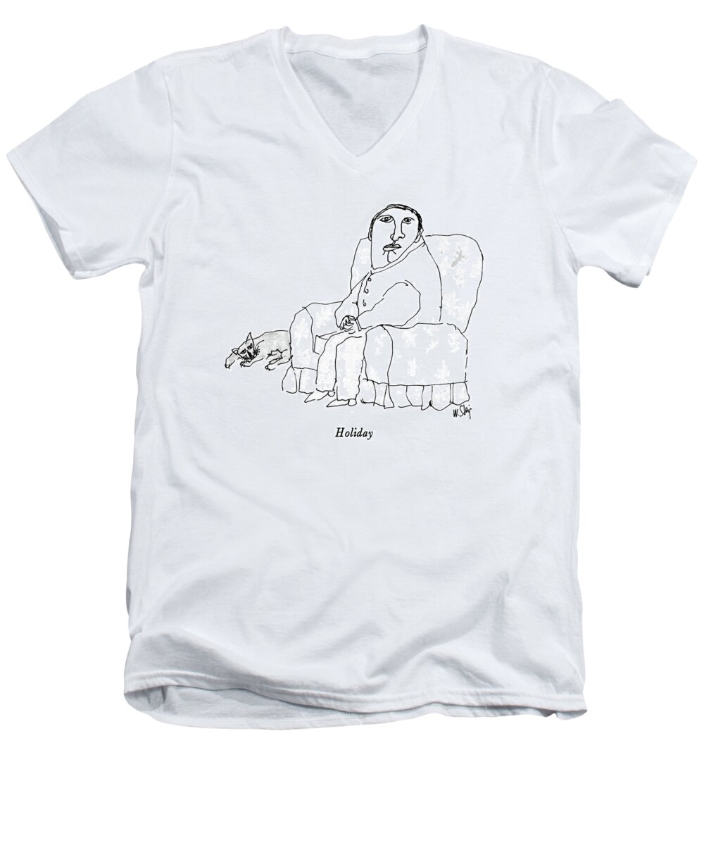 Furniture Men's V-Neck T-Shirt featuring the drawing Holiday by William Steig