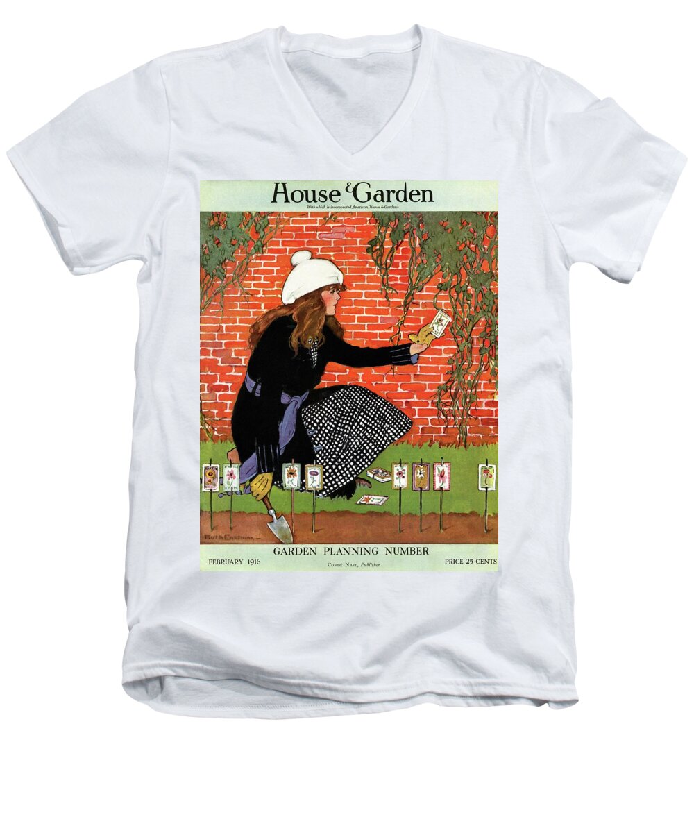 House And Garden Men's V-Neck T-Shirt featuring the photograph House And Garden Garden Planting Number Cover by Ruth Easton
