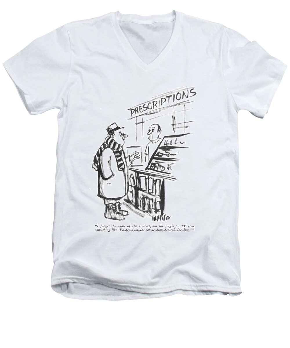 
Music Men's V-Neck T-Shirt featuring the drawing I Forget The Name Of The Product by Warren Miller