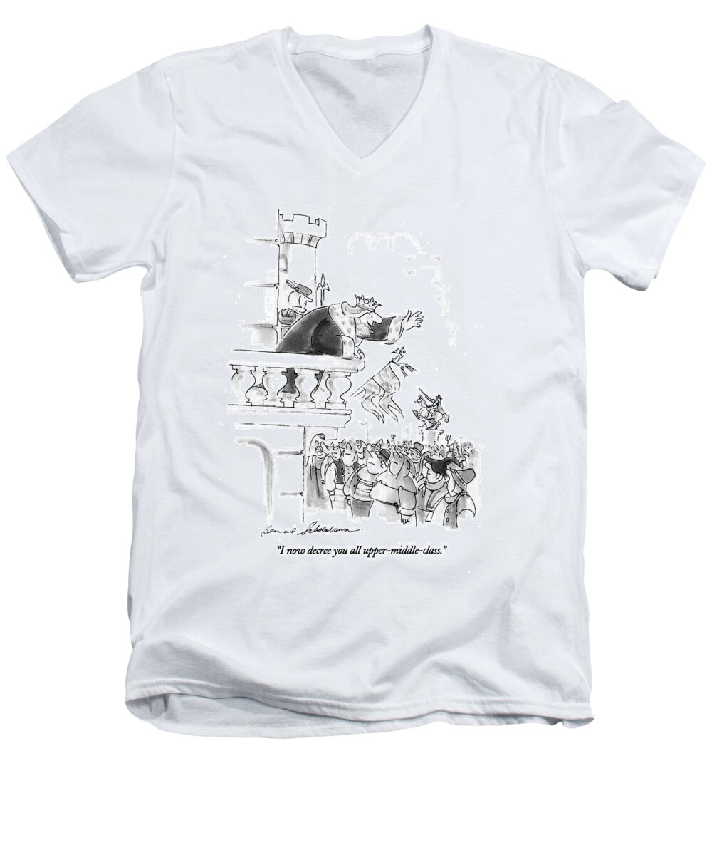 
Government Men's V-Neck T-Shirt featuring the drawing I Now Decree You All Upper-middle-class by Bernard Schoenbaum