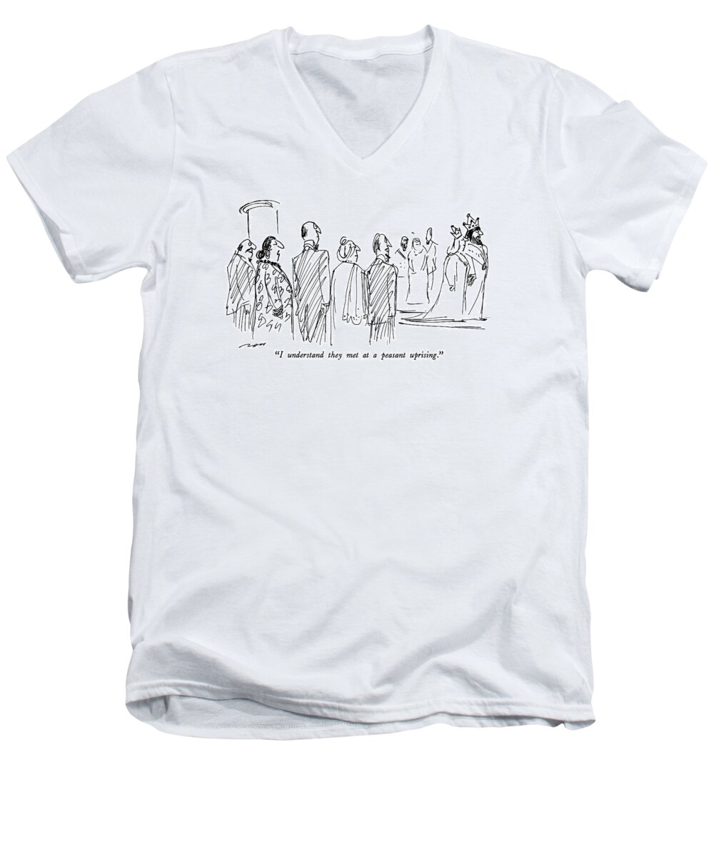 Royalty Men's V-Neck T-Shirt featuring the drawing I Understand They Met At A Peasant Uprising by Al Ross