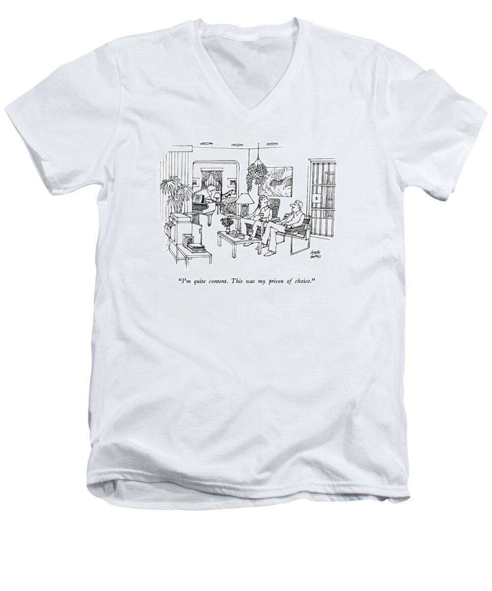 
i'm Quite Content.this Was My Prison Of Choice.
One Man To Another Men's V-Neck T-Shirt featuring the drawing I'm Quite Content. This Was My Prison Of Choice by Joseph Farris