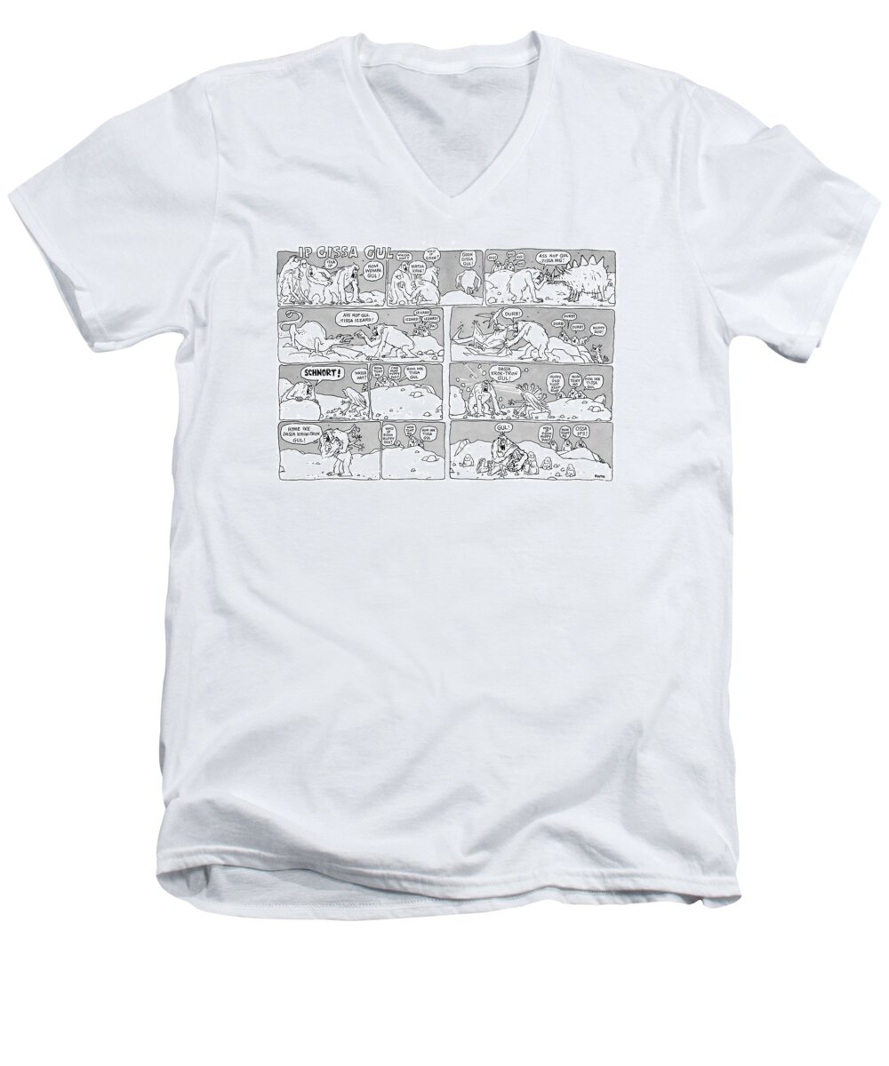 'ip Gissa Gul' Men's V-Neck T-Shirt featuring the drawing 'ip Gissa Gul' by George Booth