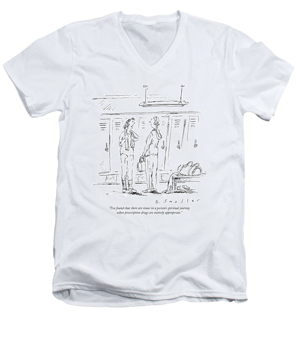 Spiritual Journey Men's V-Neck T-Shirt featuring the drawing I've Found That There Are Times In A Person's by Barbara Smaller