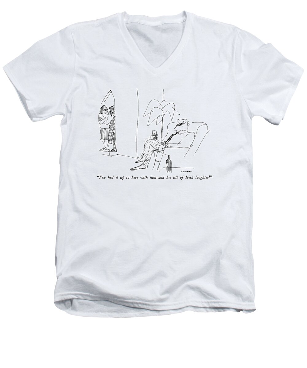 

 Wife Men's V-Neck T-Shirt featuring the drawing I've Had It Up To Here With Him And His Lilt by Al Ross