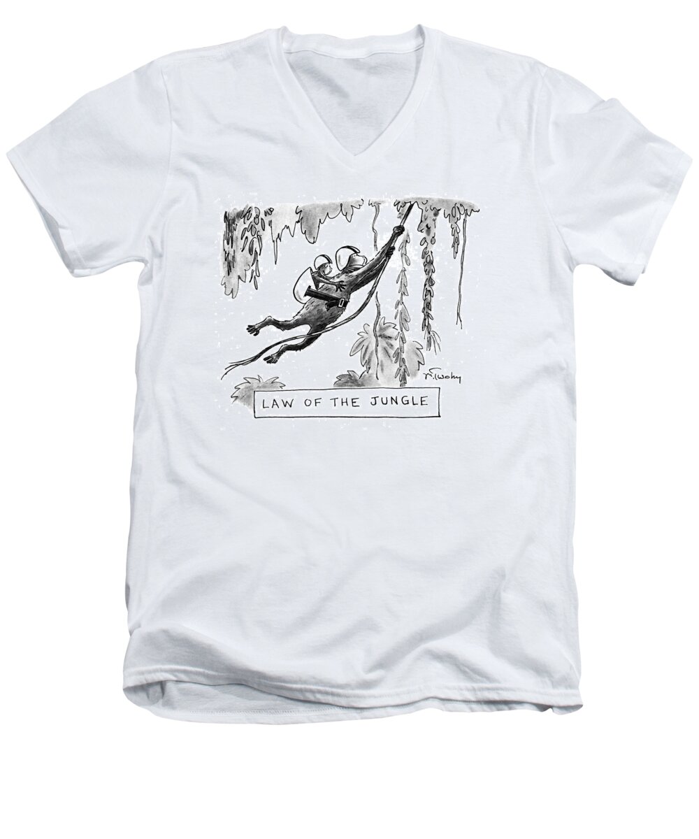 Law Of The Jungle
Animals Men's V-Neck T-Shirt featuring the drawing Law Of The Jungle by Mike Twohy