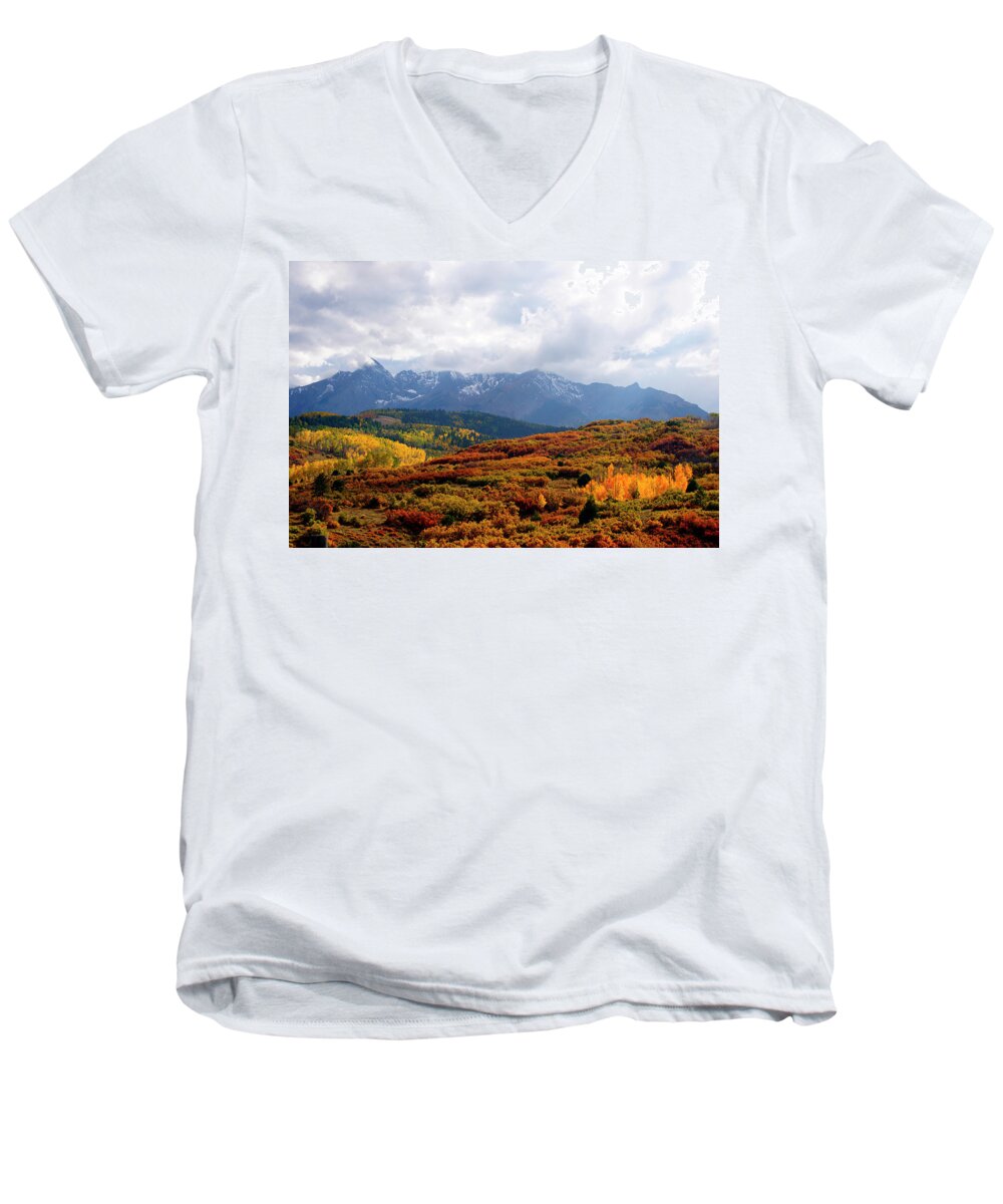 Colorado Men's V-Neck T-Shirt featuring the photograph Light the Fire by Jeremy Rhoades
