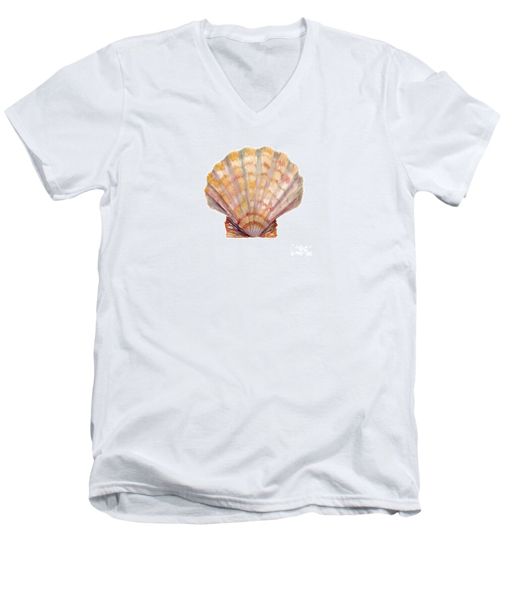 Shell Men's V-Neck T-Shirt featuring the painting Lion's Paw Shell by Amy Kirkpatrick