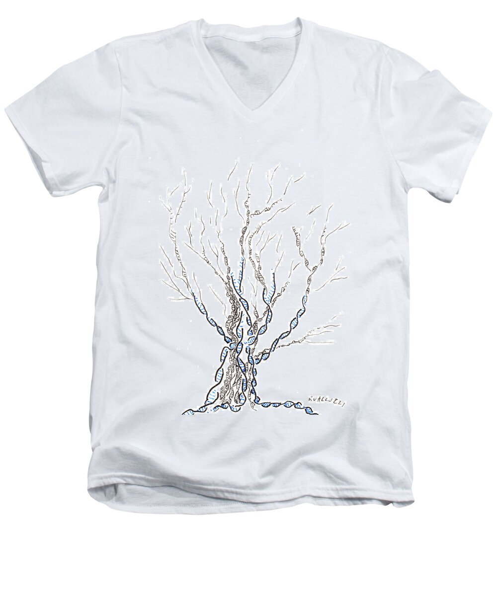 Ink Men's V-Neck T-Shirt featuring the drawing Little DNA tree by Regina Valluzzi