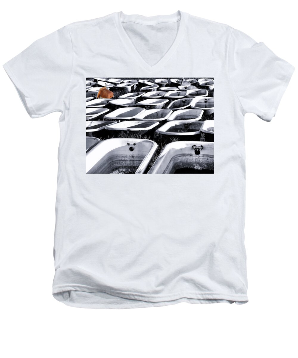 Porcelain Men's V-Neck T-Shirt featuring the photograph Lonesome Tub by Daniel George