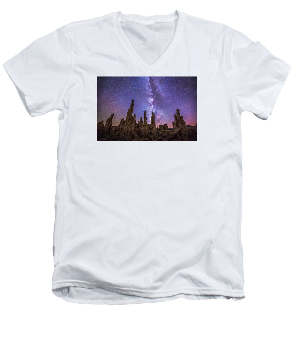 Landscape Men's V-Neck T-Shirt featuring the photograph Lost Planet by Tassanee Angiolillo