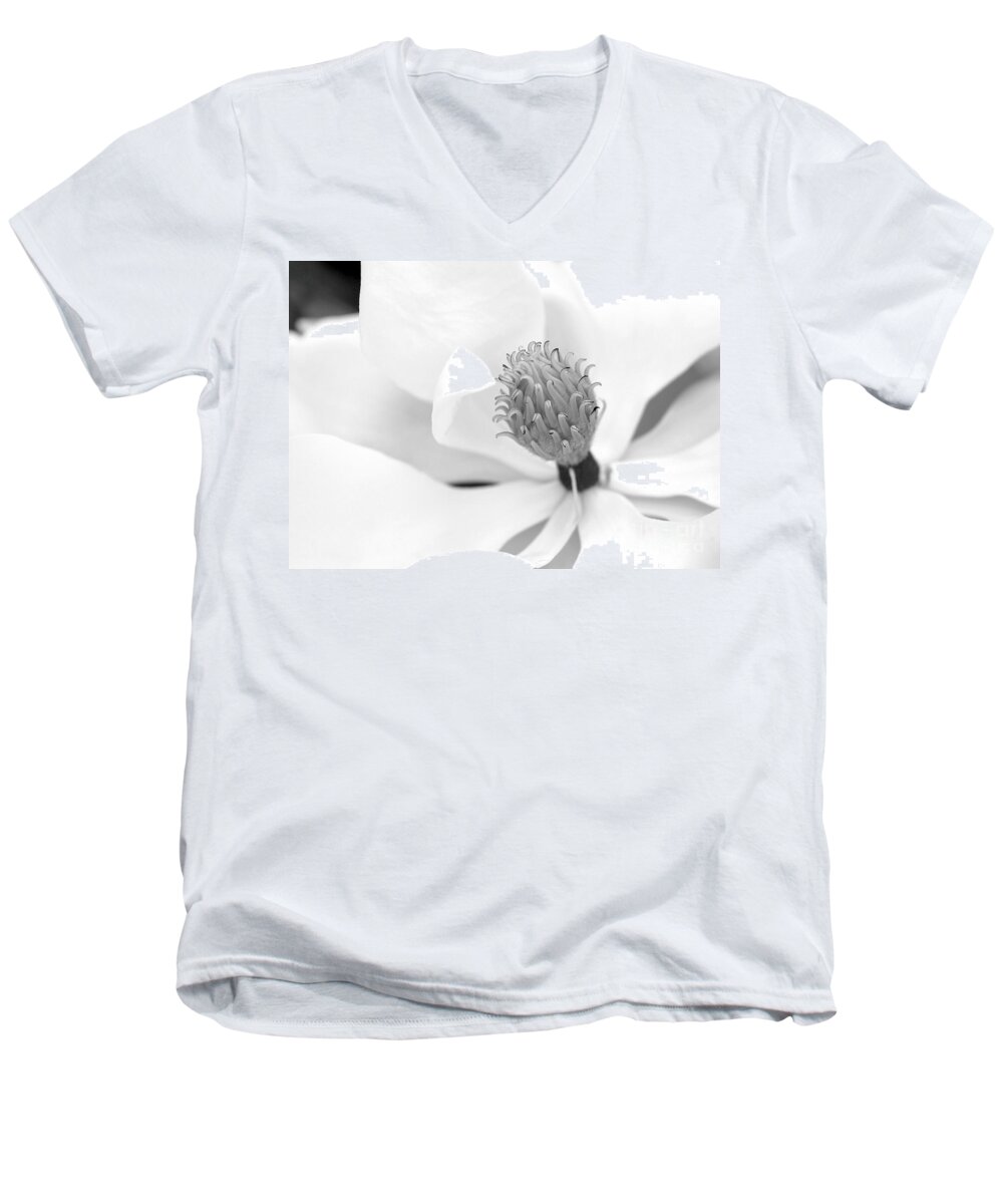  Men's V-Neck T-Shirt featuring the photograph Magnolia Flower Macro by Sabrina L Ryan