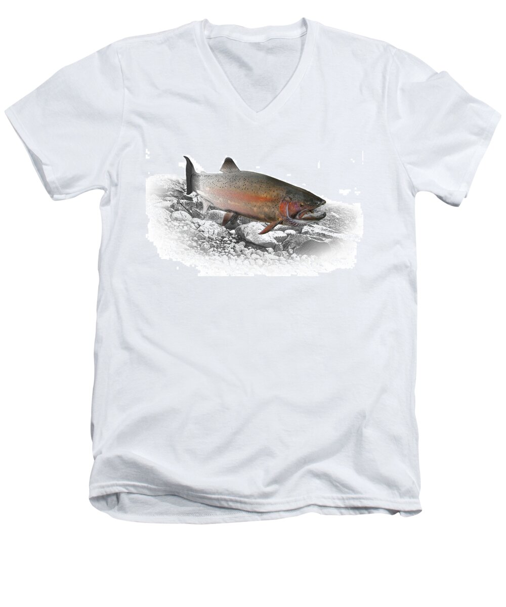 Trout Men's V-Neck T-Shirt featuring the photograph Migrating Steelhead Rainbow Trout by Randall Nyhof