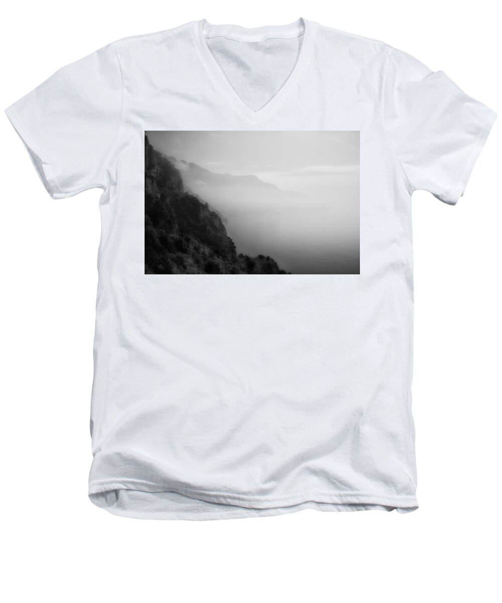 Mediteranean Men's V-Neck T-Shirt featuring the photograph Mist on the Amalfi Coast by Hugh Smith