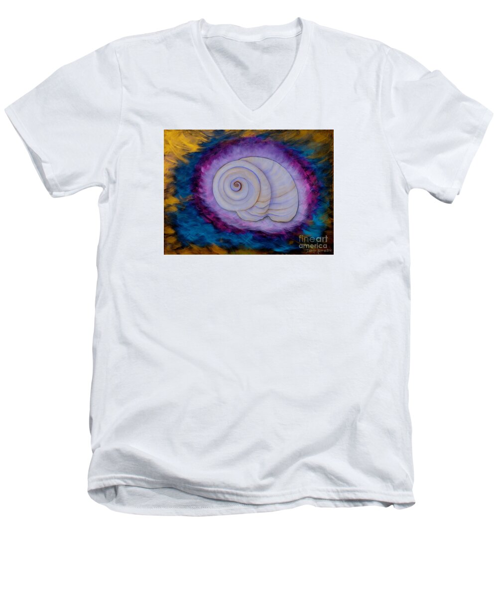 Shell Painting Men's V-Neck T-Shirt featuring the painting Moon Snail by Deborha Kerr
