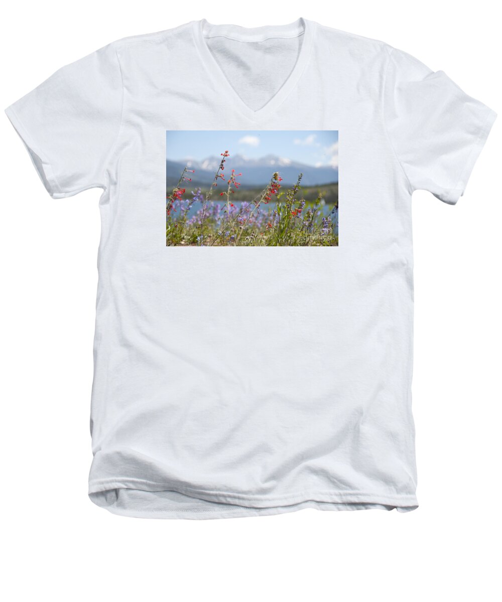 Botanic Men's V-Neck T-Shirt featuring the photograph Mountain Wildflowers by Juli Scalzi