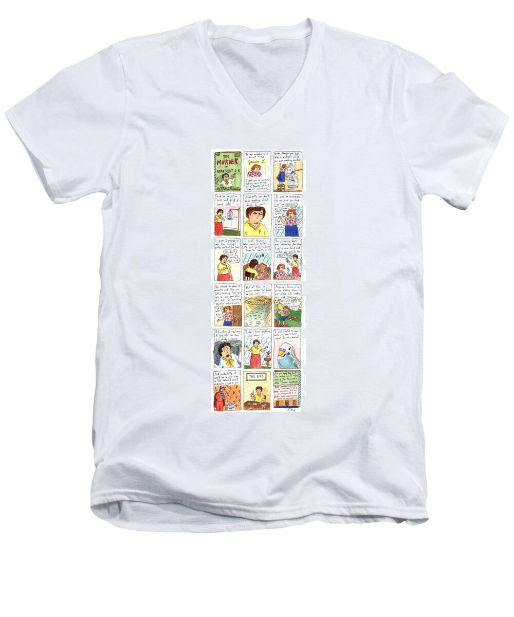 Pets Men's V-Neck T-Shirt featuring the drawing Murder In Apartment 6-k by Roz Chast