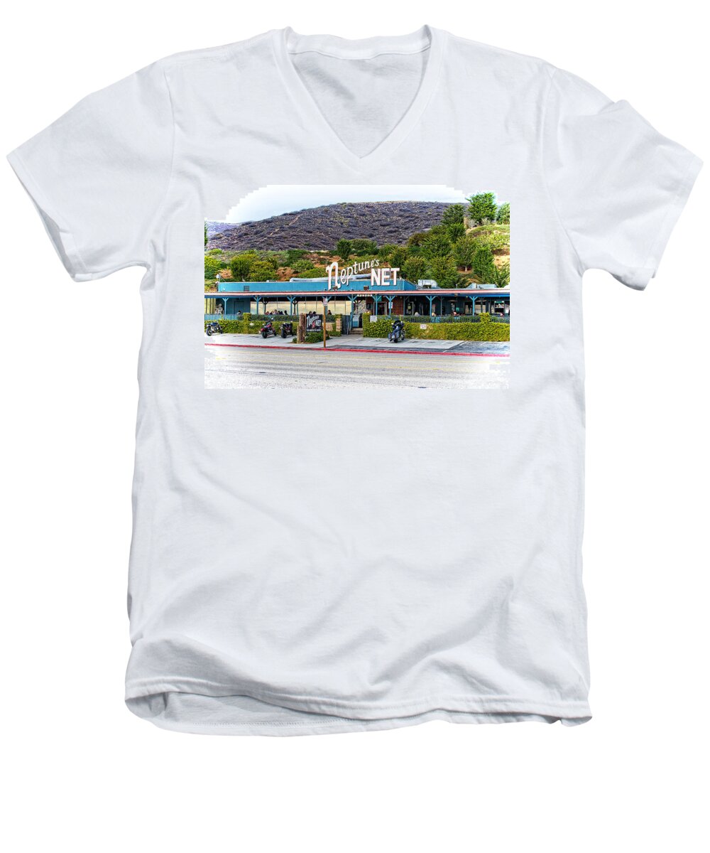 County Line Men's V-Neck T-Shirt featuring the photograph Neptune's Net by Lynn Bauer