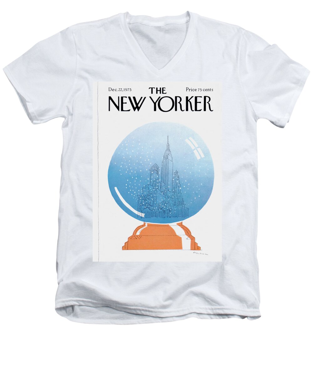 City Men's V-Neck T-Shirt featuring the painting New Yorker December 22nd, 1975 by RO Blechman