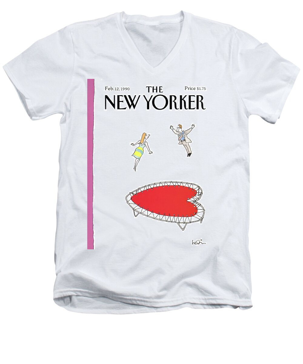 Holidays Men's V-Neck T-Shirt featuring the painting New Yorker February 12th, 1990 by Arnie Levin