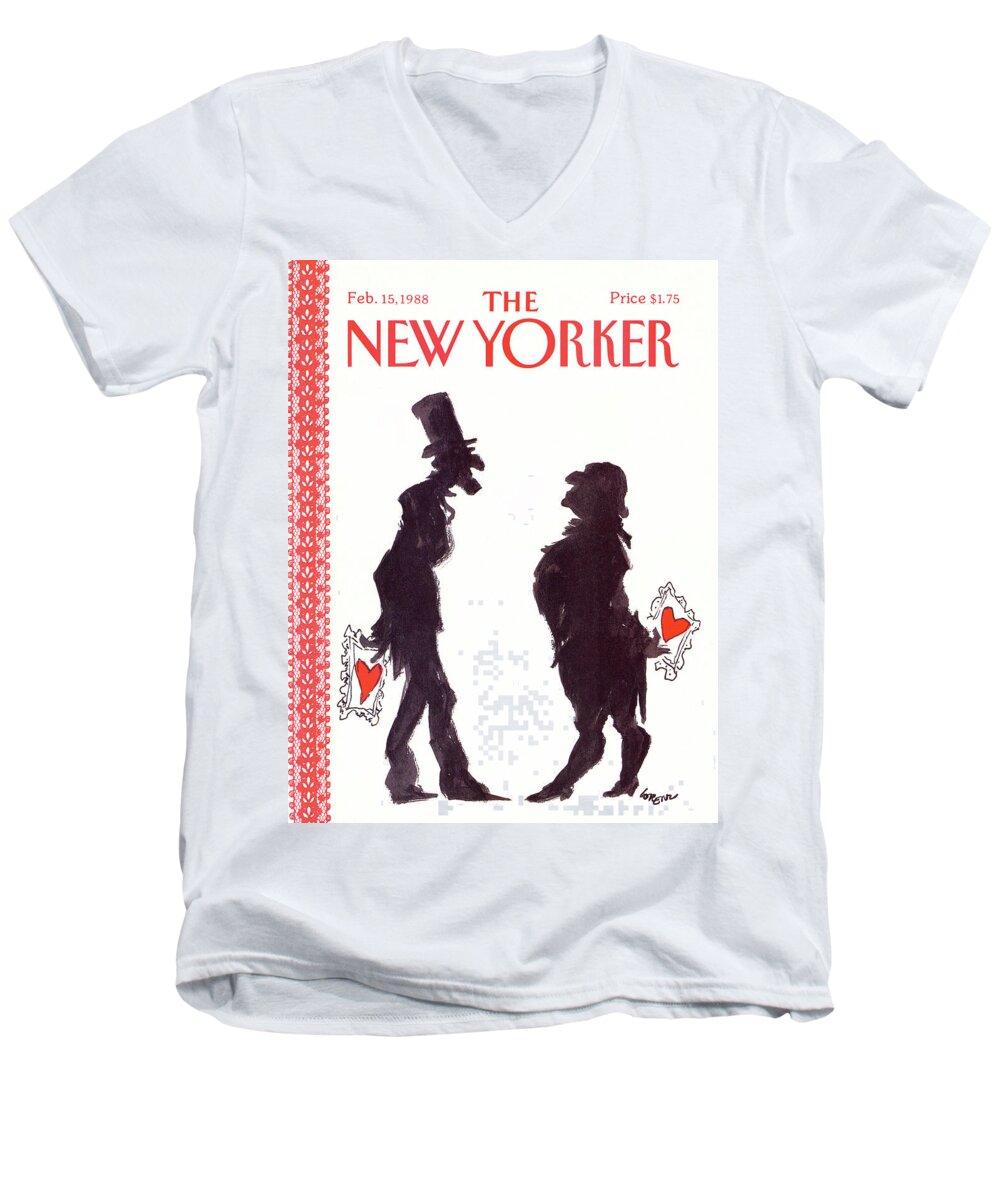 Holidays Men's V-Neck T-Shirt featuring the painting New Yorker February 15th, 1988 by Lee Lorenz