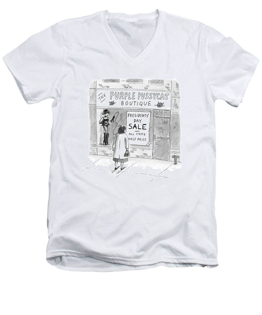 Presidents' Day Men's V-Neck T-Shirt featuring the drawing New Yorker February 9th, 1998 by Roz Chast