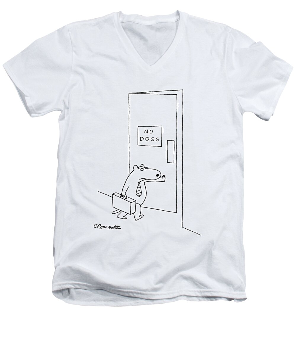 No Caption Office
Sign On Door Reads Men's V-Neck T-Shirt featuring the drawing New Yorker January 18th, 1988 by Charles Barsotti