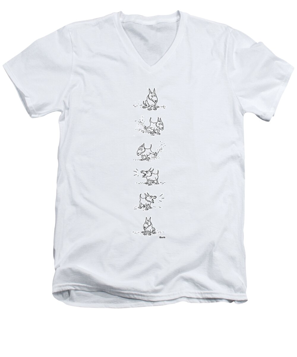 77338 Gbo George Booth (dog Sits Men's V-Neck T-Shirt featuring the drawing New Yorker July 26th, 1976 by George Booth