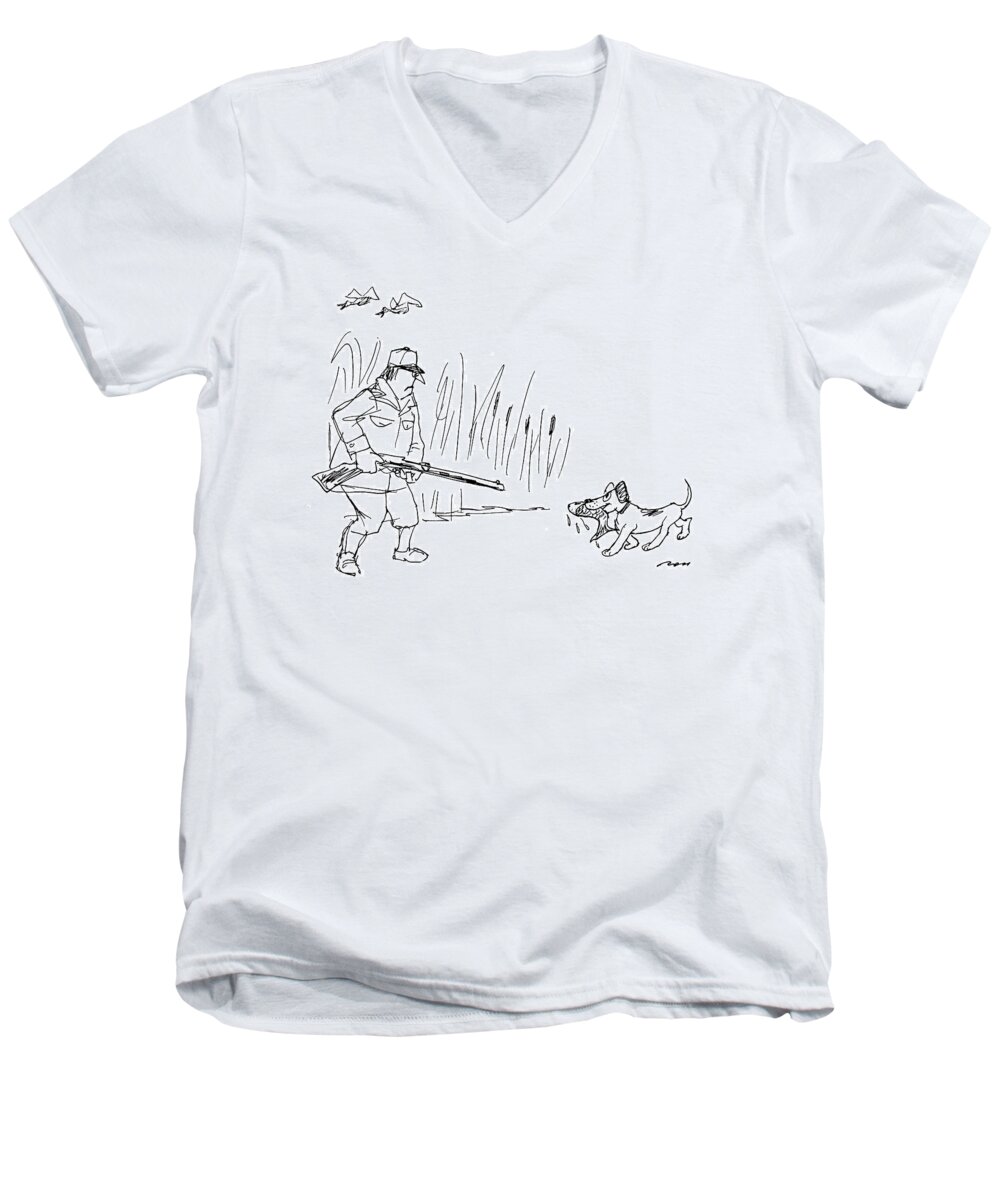 (a Hunting Returns With A Dead Fish For The Hunter.)
Retriever Men's V-Neck T-Shirt featuring the drawing New Yorker October 24th, 1994 by Al Ross