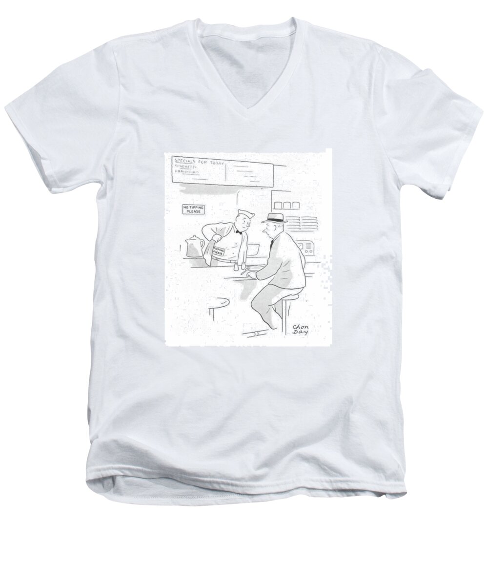 112853 Cda Chon Day Men's V-Neck T-Shirt featuring the drawing New Yorker September 11th, 1943 by Chon Day