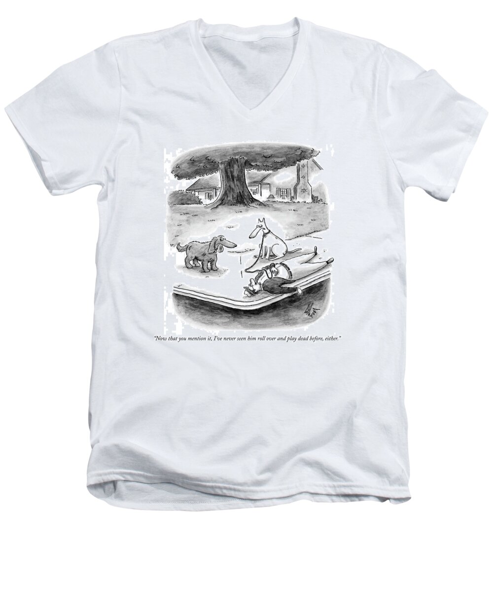Animals Men's V-Neck T-Shirt featuring the drawing Now That You Mention by Frank Cotham