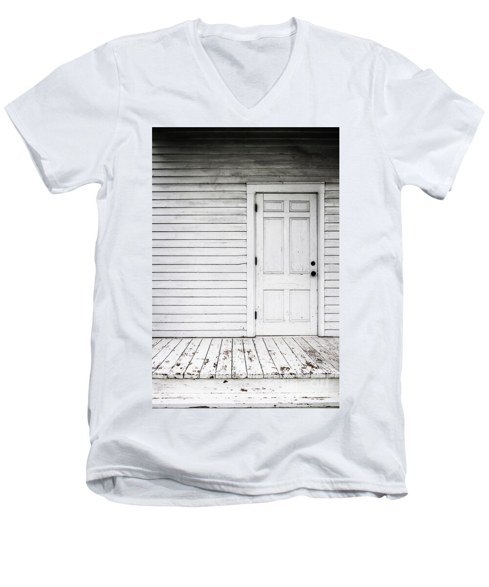 Home Men's V-Neck T-Shirt featuring the photograph Old and White by Margie Hurwich
