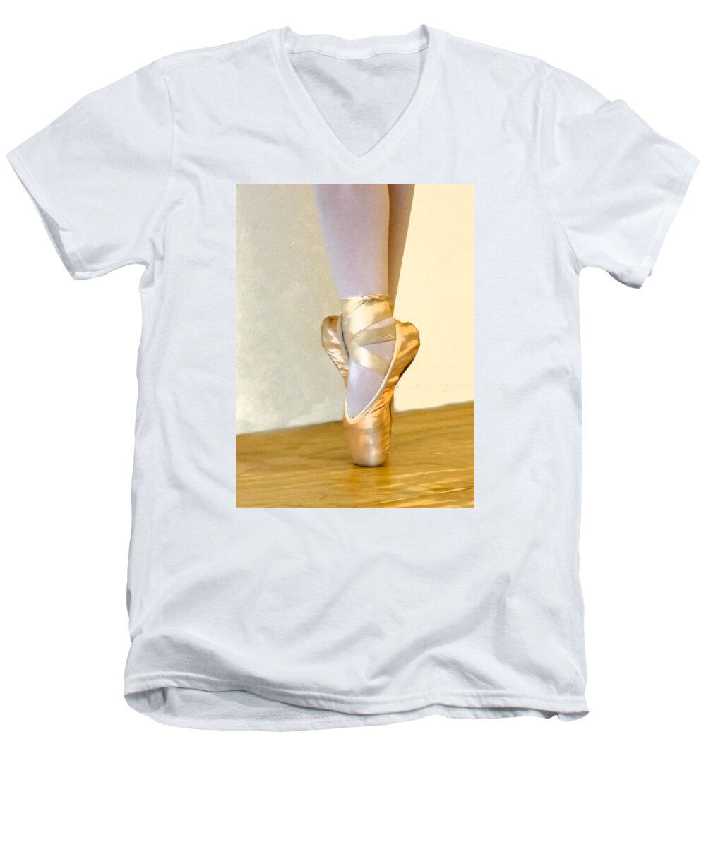 Ballet Men's V-Neck T-Shirt featuring the photograph Ballet Toes On Point by Ginger Wakem