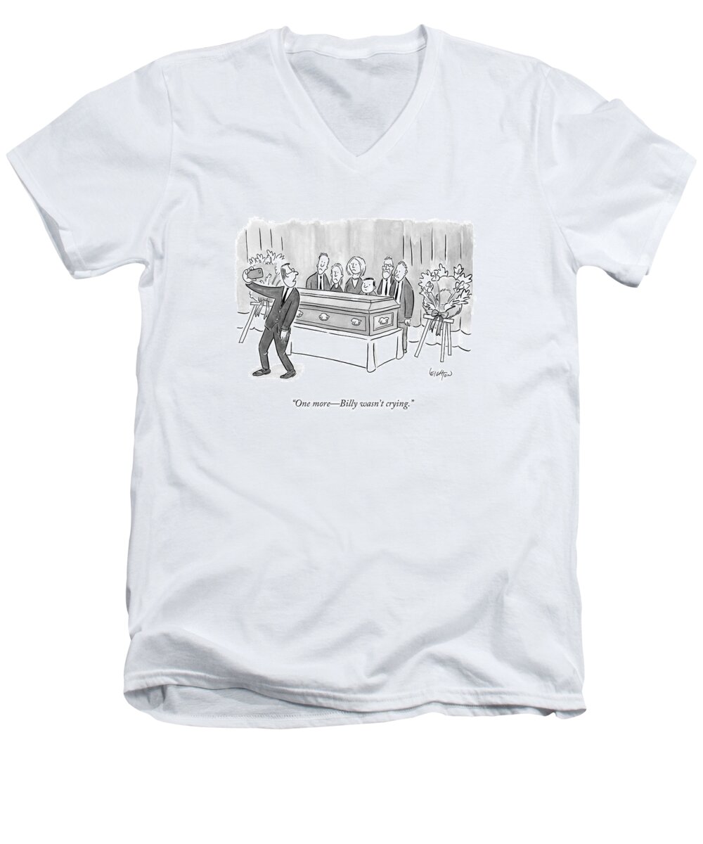 Crying Men's V-Neck T-Shirt featuring the drawing One More - Billy Wasn't Crying by Robert Leighton