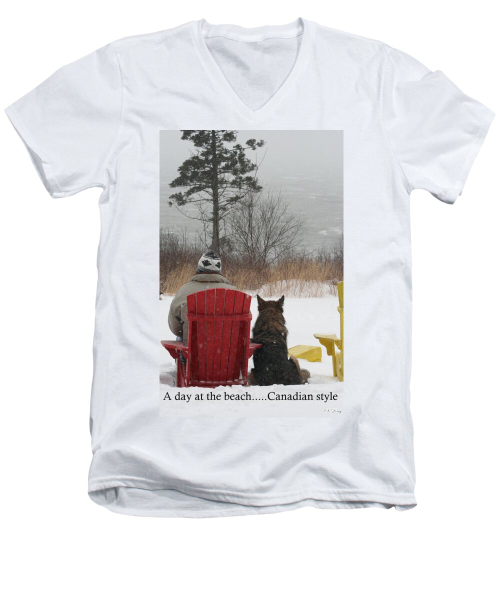 Funny Photograph Men's V-Neck T-Shirt featuring the photograph Only in Canada by Sue Long